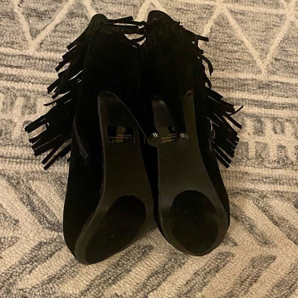 New, black suede tassel booties, Sz 7 1/2 - Picture 4 of 4